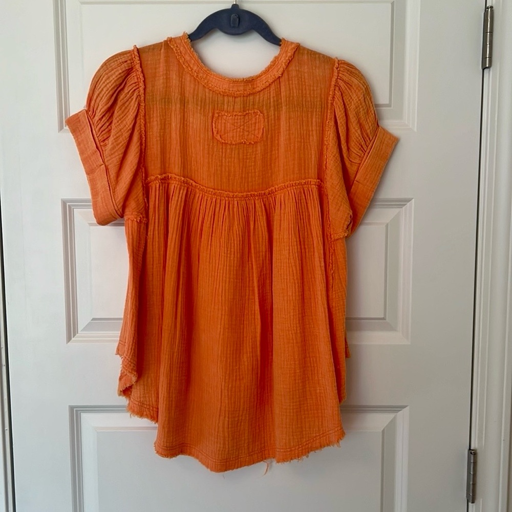 NWOT Orange Button-Down Top - Picture 4 of 6